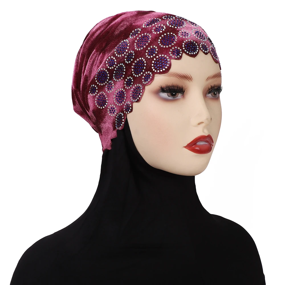 Nouveau Design musulman sous-écharpe Hijab casquette Turban instantané Abaya Hijab foulard Bonnet diamants africains bandeau