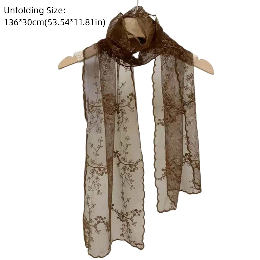 Foulard de printemps respirant en soie et Polyester, châle à fleurs brodées, protection solaire, longue écharpe Hijab à séchage rapide