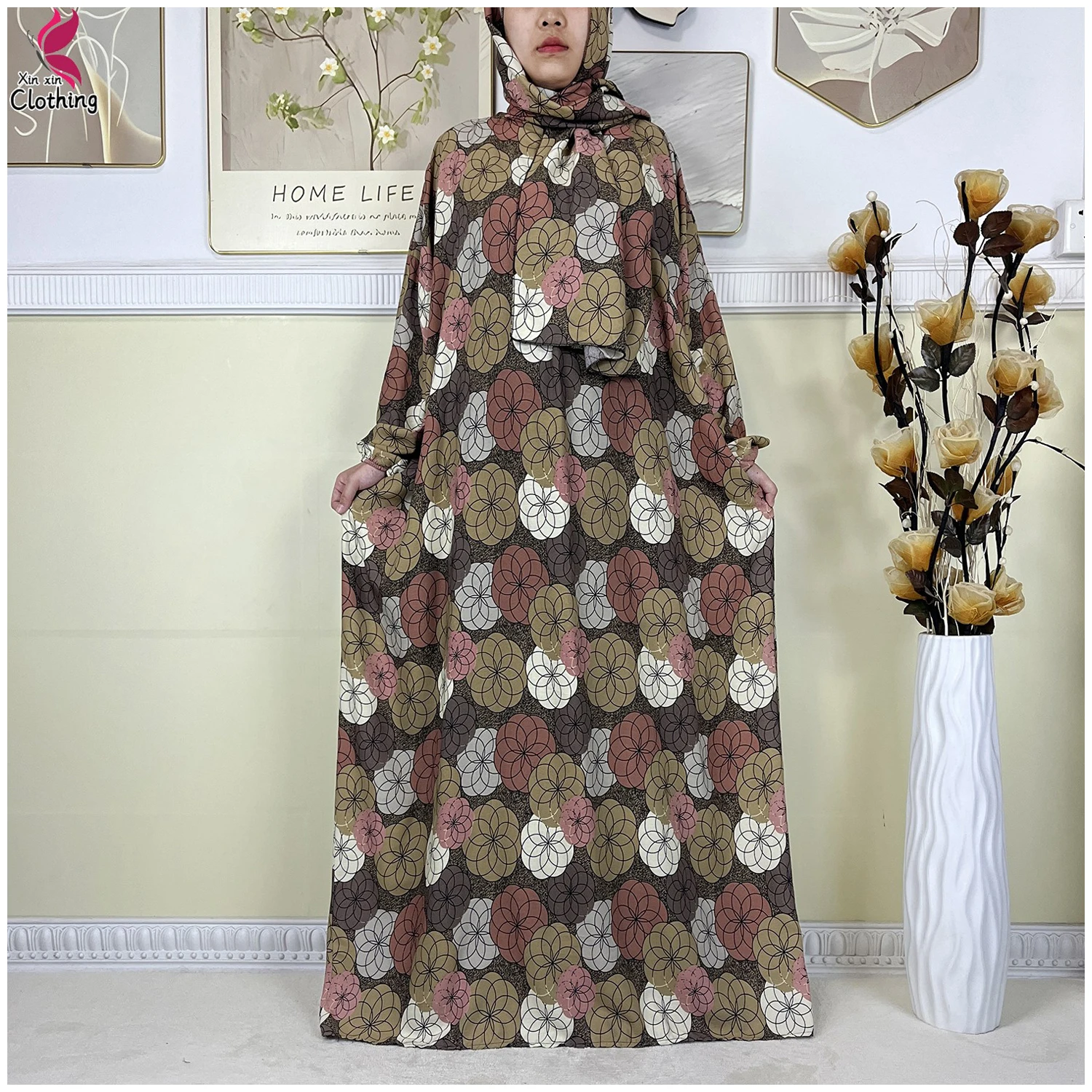 Abayas musulmanes pour femmes, vêtement de prière du Ramadan, dubaï, moyen-orient, Robe africaine ample en coton, Turban attaché, nouvelle collection 2025