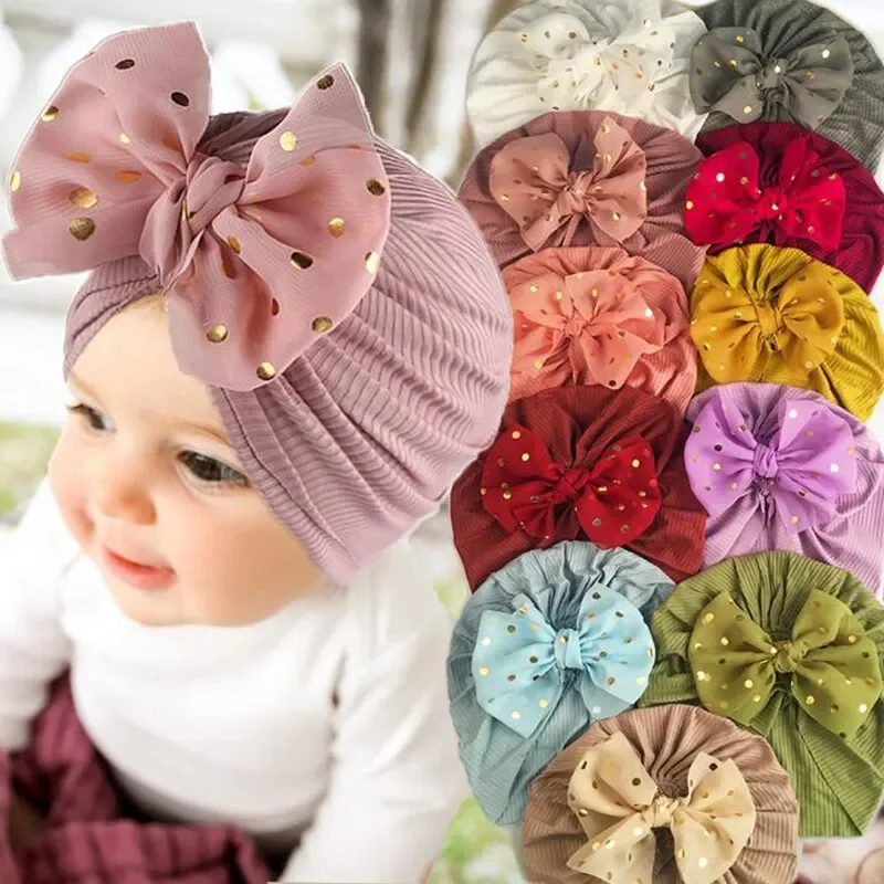 Turban indien à paillettes brillantes avec nœud 3D pour bébé, bonnets élastiques pour nouveau-né, bande de sauna pour filles, vêtements pour enfants, document solide