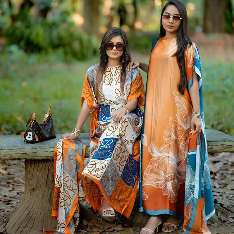 Abaya-Robe musulmane africaine traditionnelle imprimée, caftan, robes de fête d'anniversaire, boubou, vêtements africains, mode, 2024