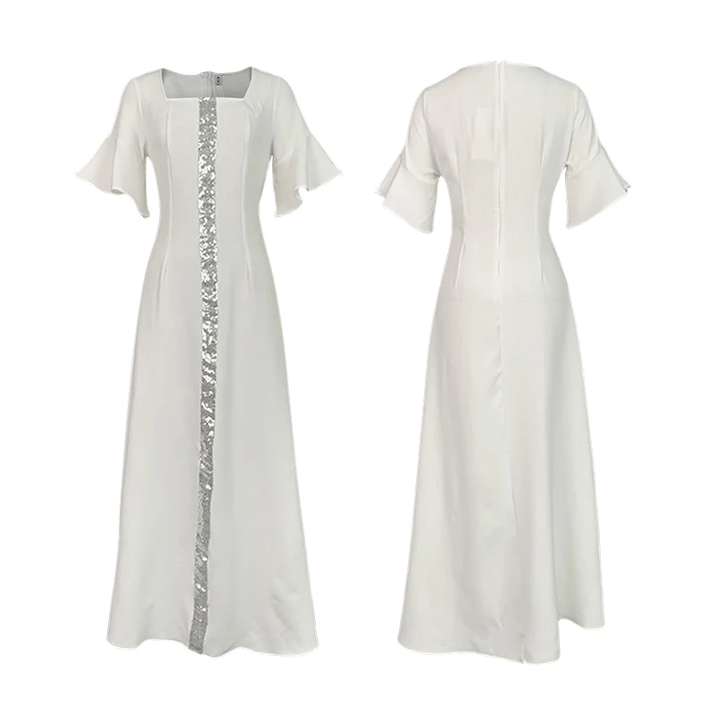 Krisstargirl dubaï Abaya brillant Maxi robes 2025 été élégant manches évasées modeste robes de soirée femme musulmane vêtements