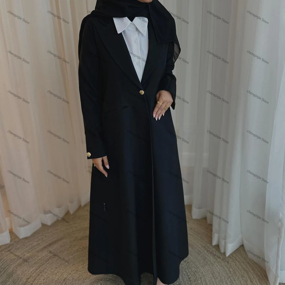 Abayas Dubai de luxe pour femmes, veste élégante, blazer 1 pièce, un bouton, personnalisé, solide, document, revers cranté, formel, tenues de bureau musulmanes