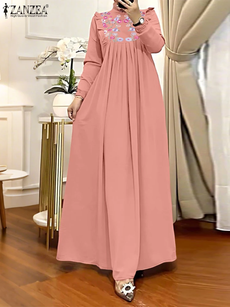 2025 automne robes musulmanes Abaya ZANZEA femmes élégantes à manches longues Robe florale dubaï Robe islamique vêtements Maxi longue Robe d'été
