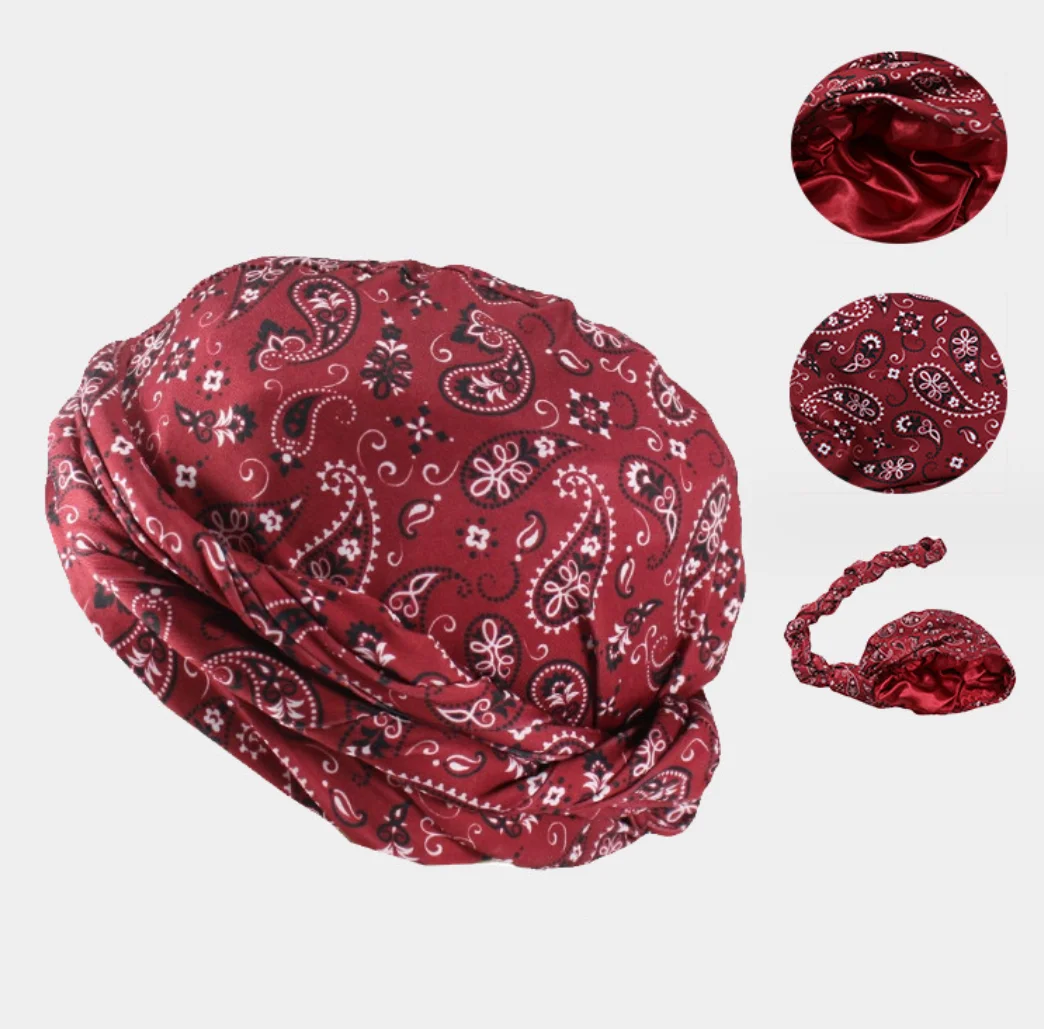 Chapeau Turban pour hommes et femmes, casquette doublée en Satin, Hijab, foulard indien musulman, Bonnet en Satin