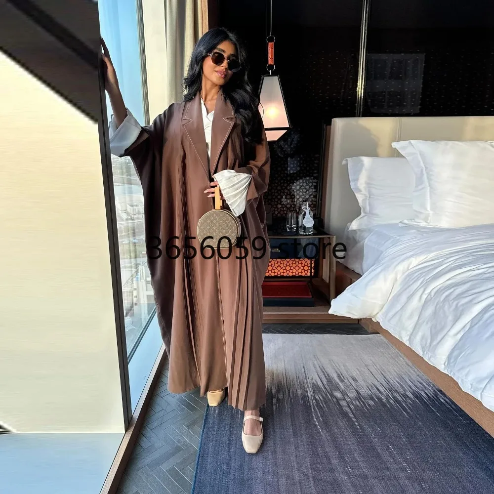 Mode modeste Kimono ouvert Abayas pour femmes robe musulmane plissée Long manteau vêtements d'extérieur Islam Cardigan dubaï caftan Kebaya Caftan nouveau