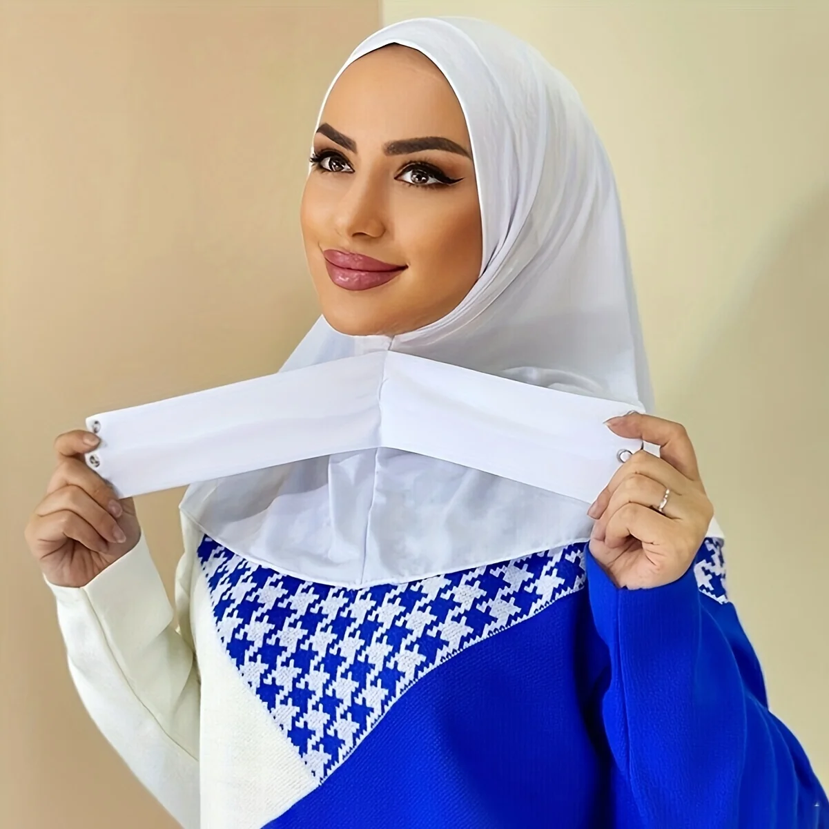 Hijab Polyester Blanc Rose Beige Simples Bordures Unies Couvrant Tête Cou Occasionnels Jours Froids Chauds Soleil Protection