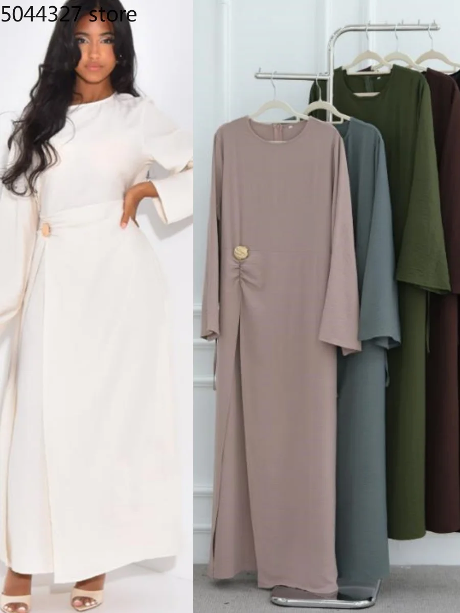 Femmes musulmanes arabe dubaï Abaya solide cordon longue Robe modeste Ramadan caftan Robe Femme musulmane Islam vêtements Kebaya