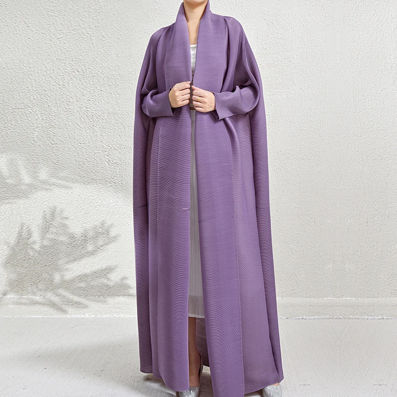 Abaya musulman pour femmes manches chauve-souris plissé dégradé Cardigan Trench Coat 2025 automne dubaï Abayas grande taille femmes manteau de luxe