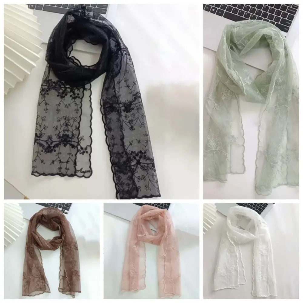 Foulard de printemps respirant en soie et Polyester, châle à fleurs brodées, protection solaire, longue écharpe Hijab à séchage rapide