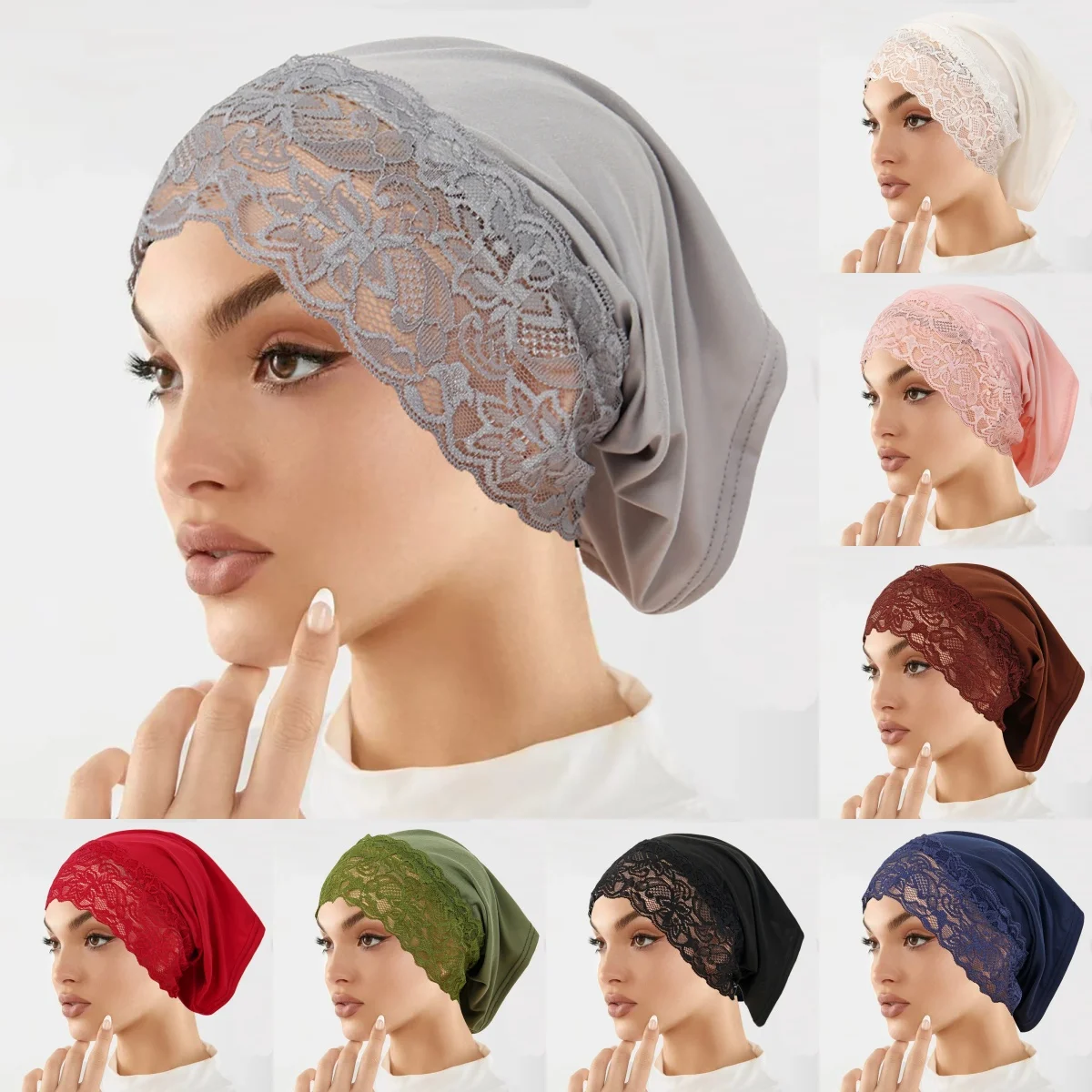 2025 nouveau bonnet intérieur Hijab avec dentelle Turban musulman Islam sous-écharpe Hijab Bonnet doux extensible HIjabs Tube casquette Turbante