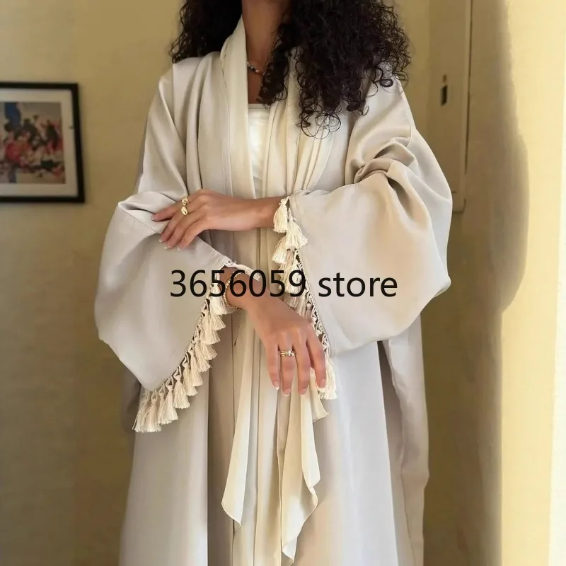 Abaya femmes robe musulmane élégant Cardigan à franges manches chauve-souris Robes Eid Abayo dubaï caftan turquie Kebaya Caftan Marocain Femme