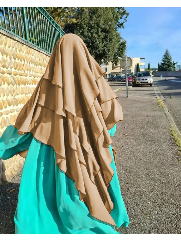 Foulard Hijab à 3 Couches pour Femme Musulmane, Écharpe de Tête Douce, Enveloppe de Sauna, Sous-Écharpe à la Mode, pour Prière Islamique, Abaya