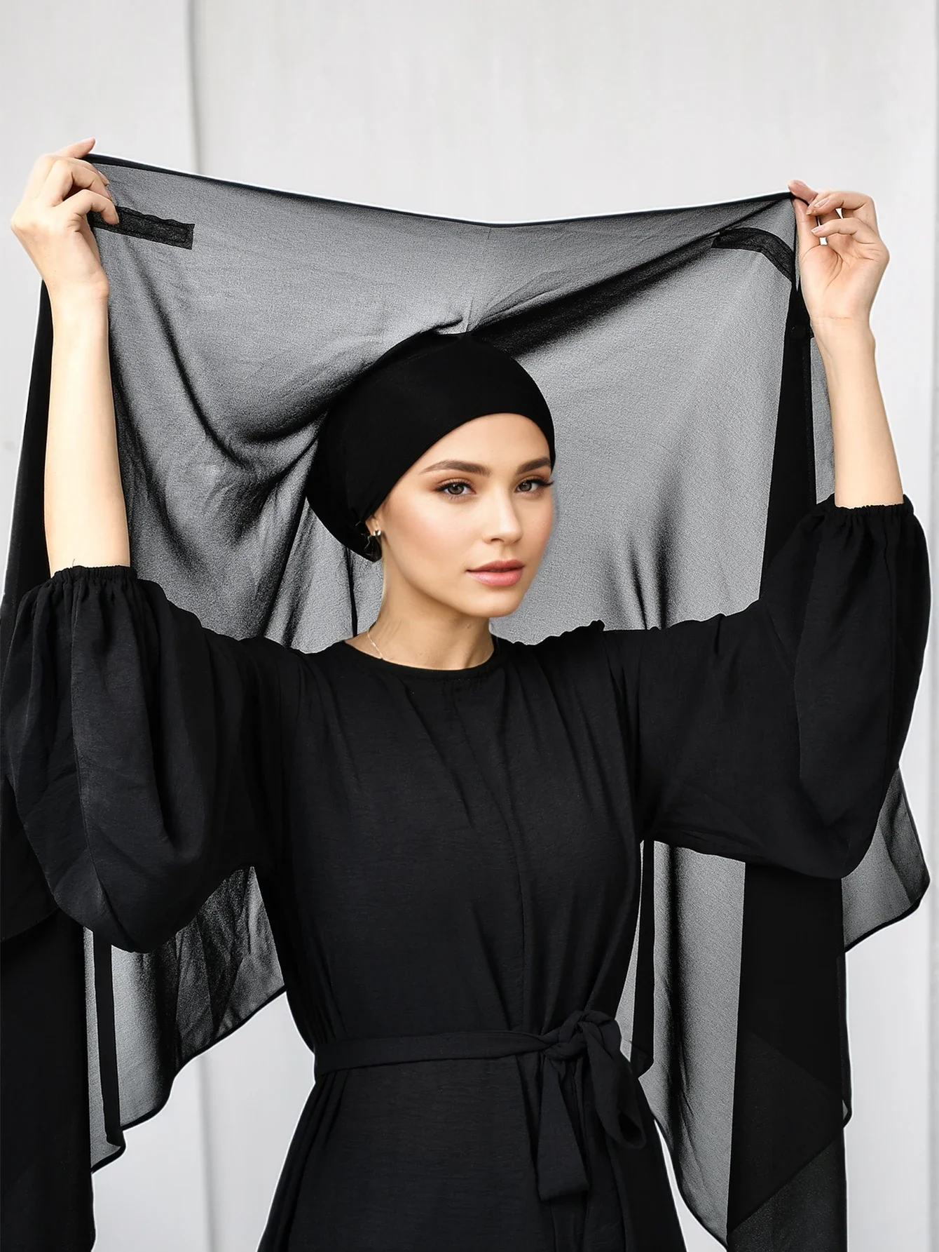 Hijab instantané en mousseline de soie avec boucle magnétique, couleur unie, écharpe musulmane pour femme, Turban islamique, bandeau à la mode, châle, nouvelle collection