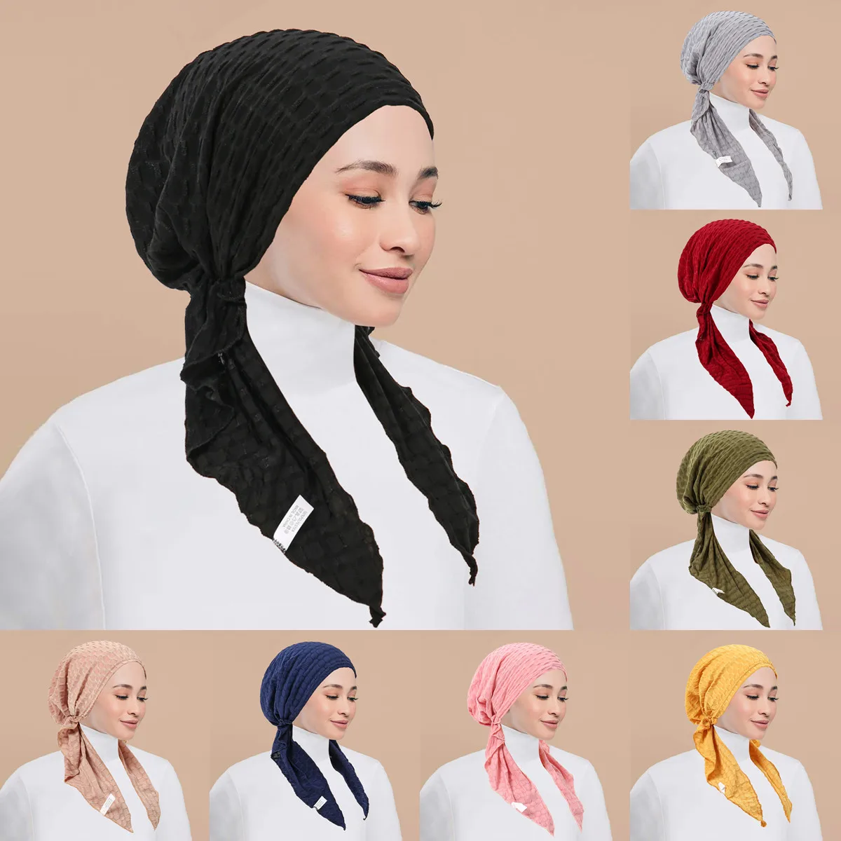 Turban Hijab intérieur musulman pour femmes, casquette pré-attachée, foulard à longue queue, bonnets enveloppants, écharpe de tête, couvre-chef extensible, chapeau Ninja