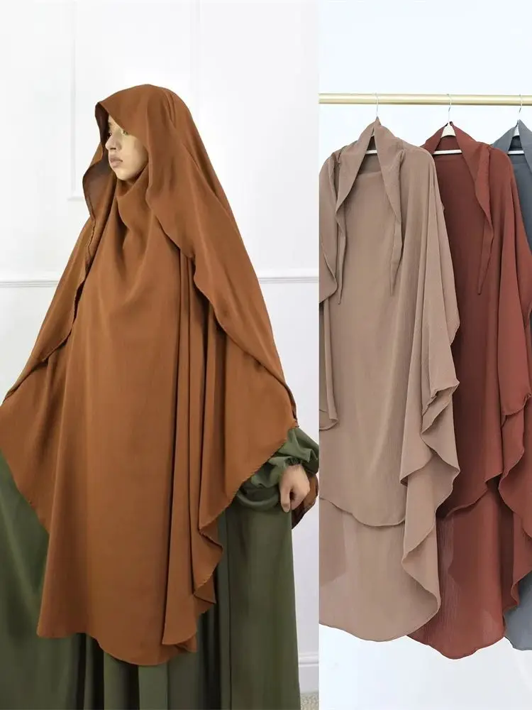 Ramadan solide Khimar Abaya dubaï Niqab turquie arabe musulman Hijab Islam vêtements de prière pour les femmes Djellaba Turban musulmans Femme