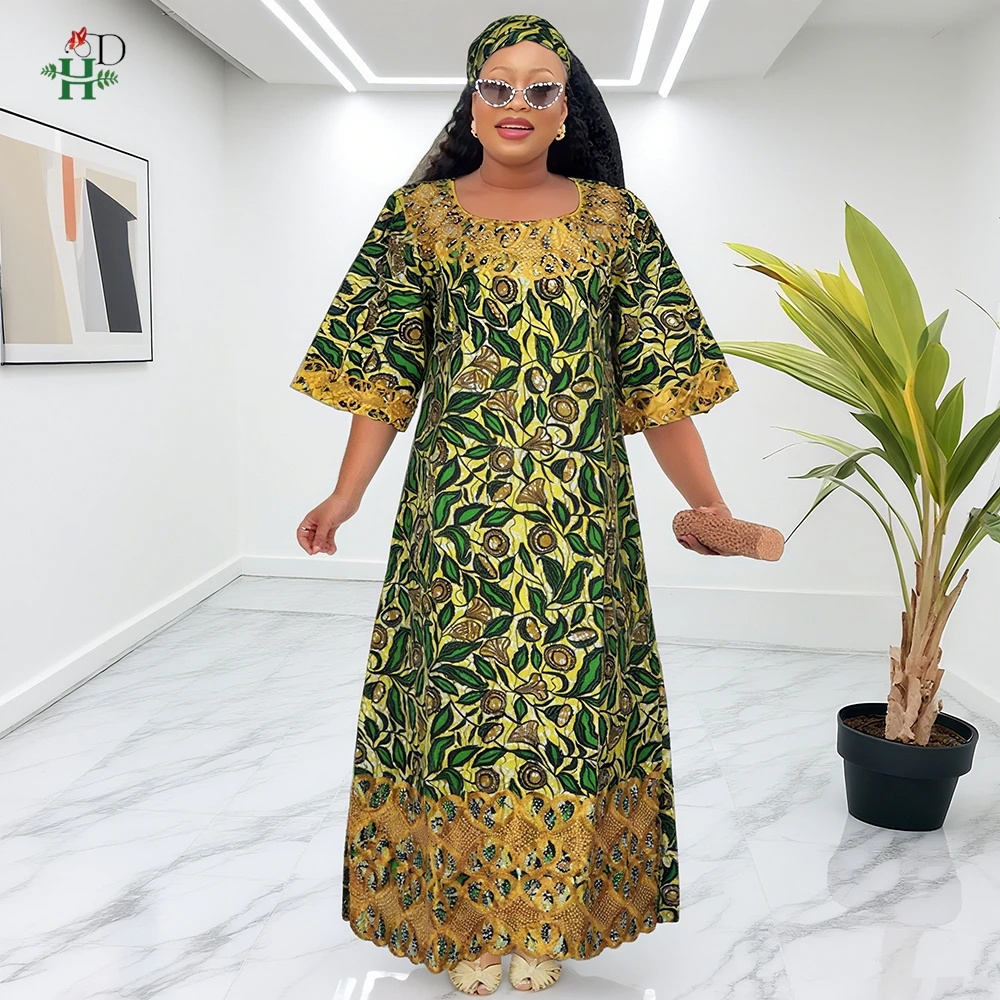 H & D robes africaines pour femmes vêtements traditionnels broderie tenues imprimées Robe Bubu Abayas Robe caftan Boubou Djellaba 2025