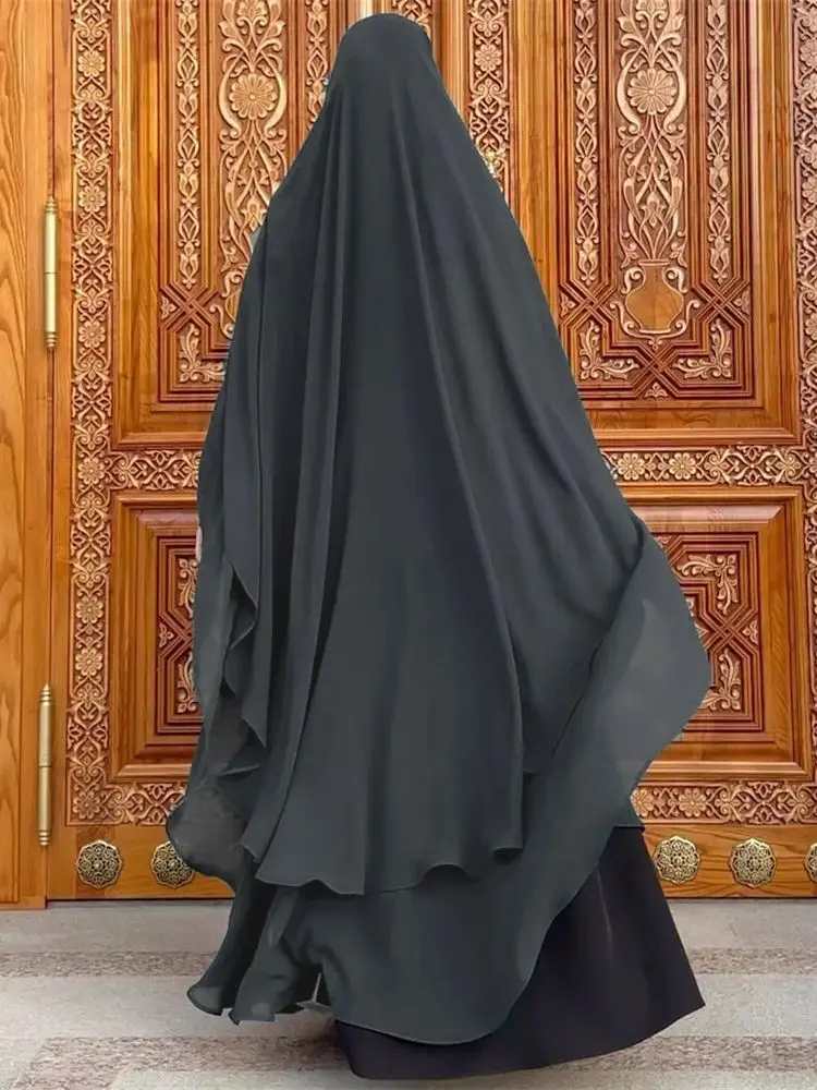 Eid mousseline de soie gris noir blanc Khimar Abaya dubaï luxe Islam musulman Hijab robes pour femmes Jilbab Kebaya Niqab Musulmane Femme