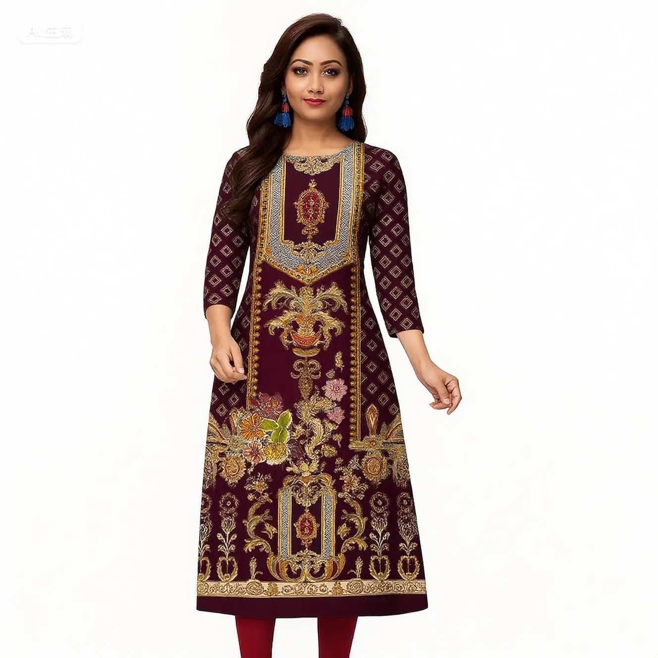 Femmes musulmanes turc Abaya Kurt Tube droit ethnique fente ourlet Takchita robe Abito Donna Musulmana filles robe de prière
