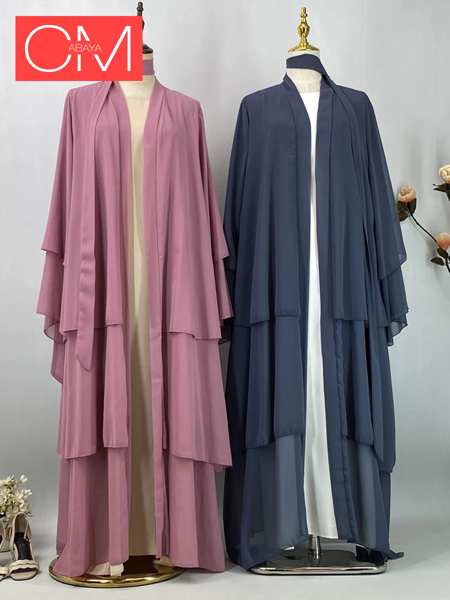 Abaya Kebaya en mousseline de soie pour femmes musulmanes, kimono de luxe, caftan marocain, robe modeste, vêtements islamiques de Dubaï, Ramadan Kebaya
