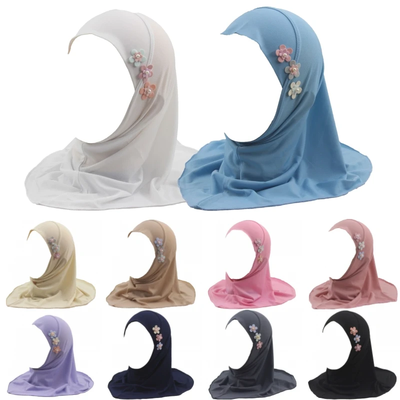 Hijab instantané islamique pour filles, écharpe de sauna, bonnet Amira, châles ronds arabes, turban pour enfants, vêtements de sauna, une pièce, 2 à 6 ans