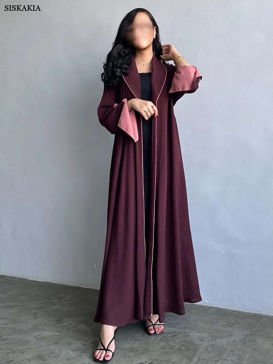 Siskakia-Kimono ouvert décontracté pour femmes, Abayas Jalabiya, Robe saoudienne, Vêtements Mosslim pour Ramadan, Galabia Kabaya, Islam Kaftan, Mode solide