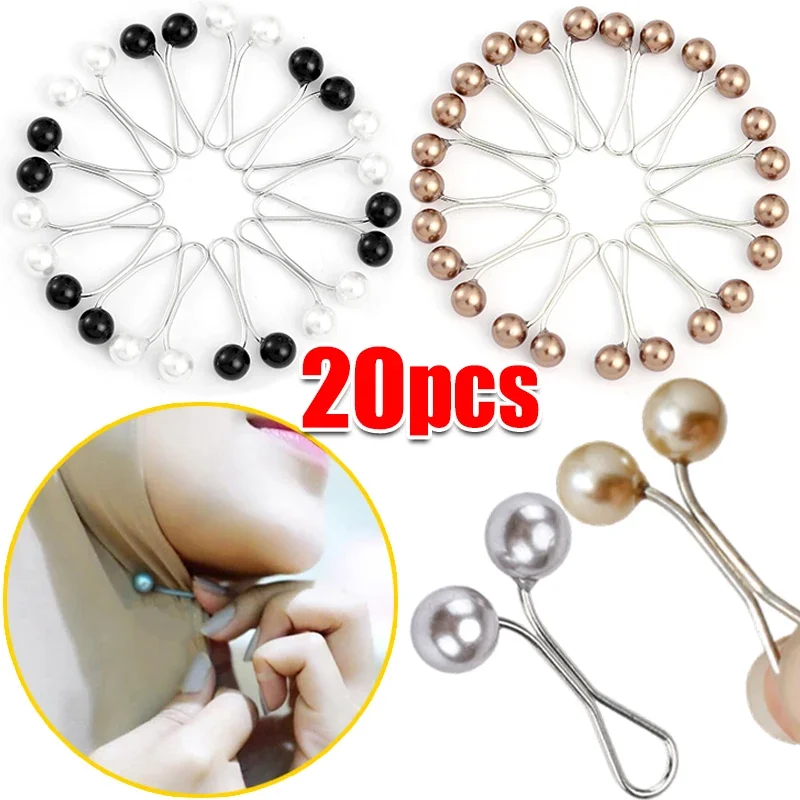 10-20 pièces/lot broche antidérapante foulard châle écharpe dame broches fixes écharpe Hijab Clips perle broche élégante pour les femmes bijoux