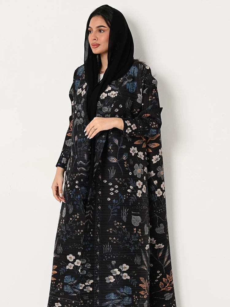 KAF dubaï Abaya luxe manteau de soirée femmes Robe formelle Eid Abaya Ramadan 2025 femme plissé Cardigan à manches longues Trench manteaux