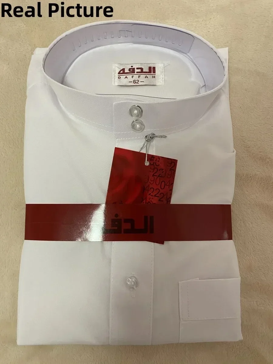 2025 mode musulmane Abayas hommes couleur unie col rond Jubba Thobe saoudien arabe caftan Robe moyen-orient mâle vêtements Caftan Homme