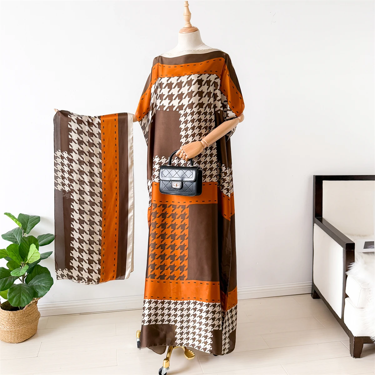 Nouvelle mode Robe d'été avec grande écharpe dubaï turquie caftan musulman ample Abaya femmes africaines décontracté Maxi paon châle Robe