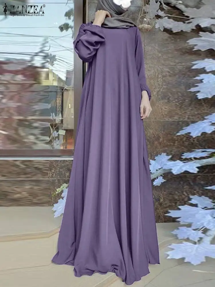 ZANZEA femmes musulmanes été Abaya Robe d'été solide vêtements islamiques Marocain Robe Robe Femme mode à manches longues caftan Robe