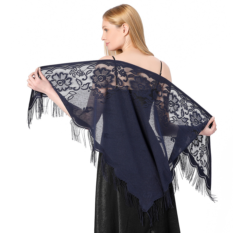 Châles et enveloppes en dentelle triangle pour robes de soirée, pompons, maille, fête de mariage