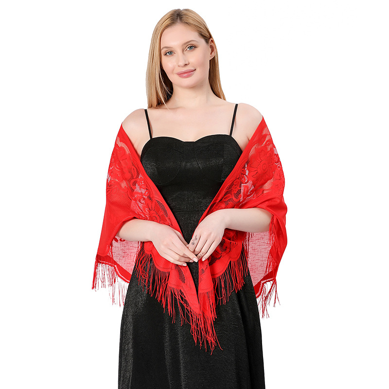 Châles et enveloppes en dentelle triangle pour robes de soirée, pompons, maille, fête de mariage