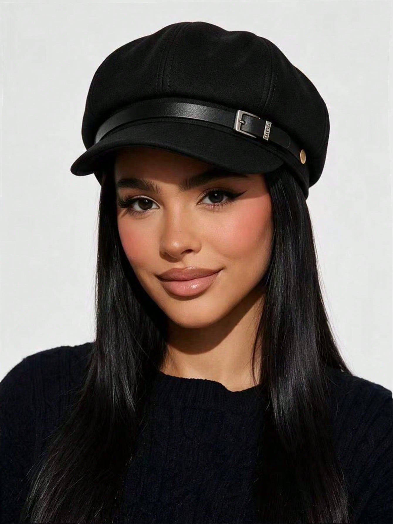 Casquette de journaliste rétro à sangle à boucle, béret de chauffeur de taxi, chapeau vintage coupe-vent décontracté pour femmes, idéal pour l'automne et l'hiver, pour un usage quotidien en ville.