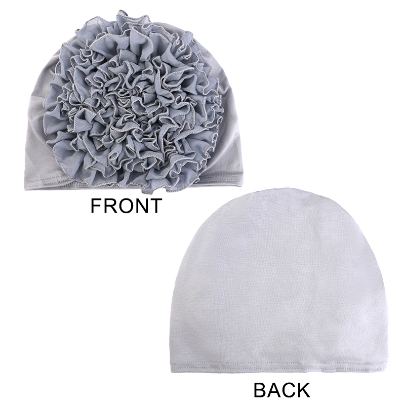 Chapeau en mousseline de soie élastique respirant pour femmes, avec grandes fleurs, couleur unie, bas fin, enveloppe de tête islamique, Bandana africain