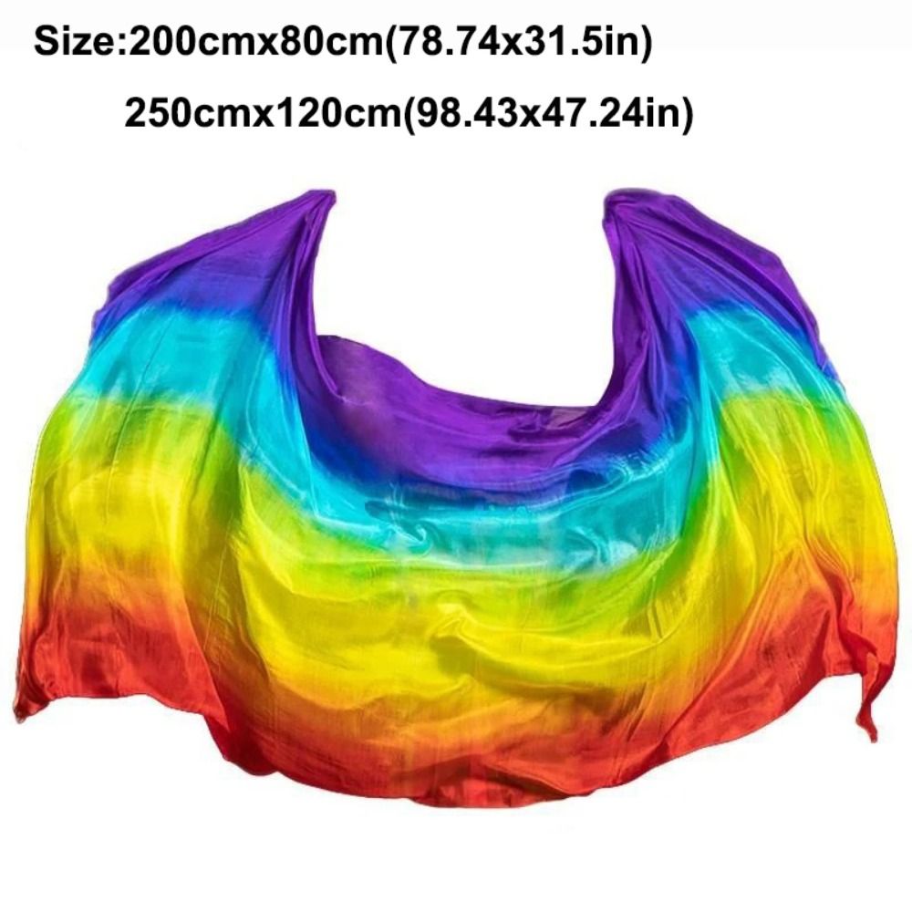 Accessoires de costumes : Voiles de danse orientale 100% soie, couleur dégradée, 250cmx120cm, texture légère, châles et foulards pour femmes