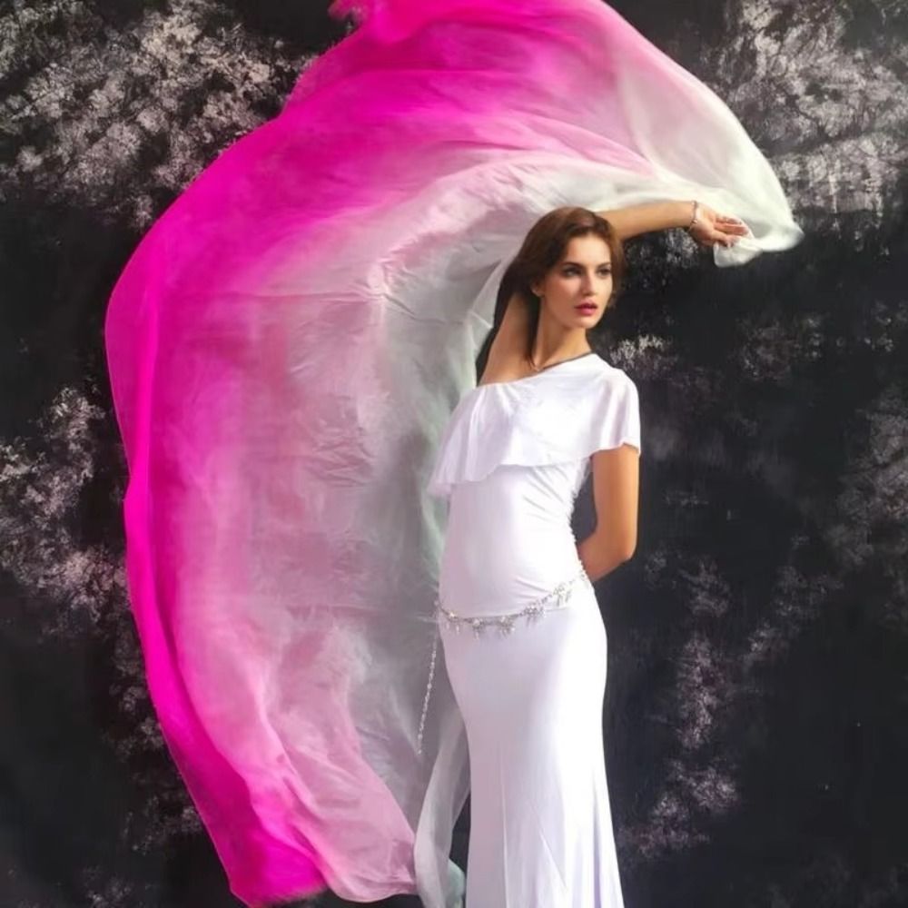 Accessoires de costumes : Voiles de danse orientale 100% soie, couleur dégradée, 250cmx120cm, texture légère, châles et foulards pour femmes