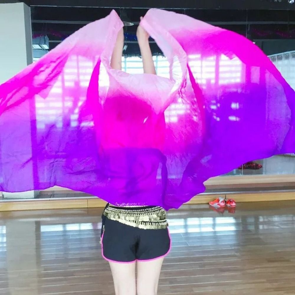 Voiles de danse orientale 100% soie, couleur dégradée, texture légère, châles, foulards et accessoires de costumes pour femmes
