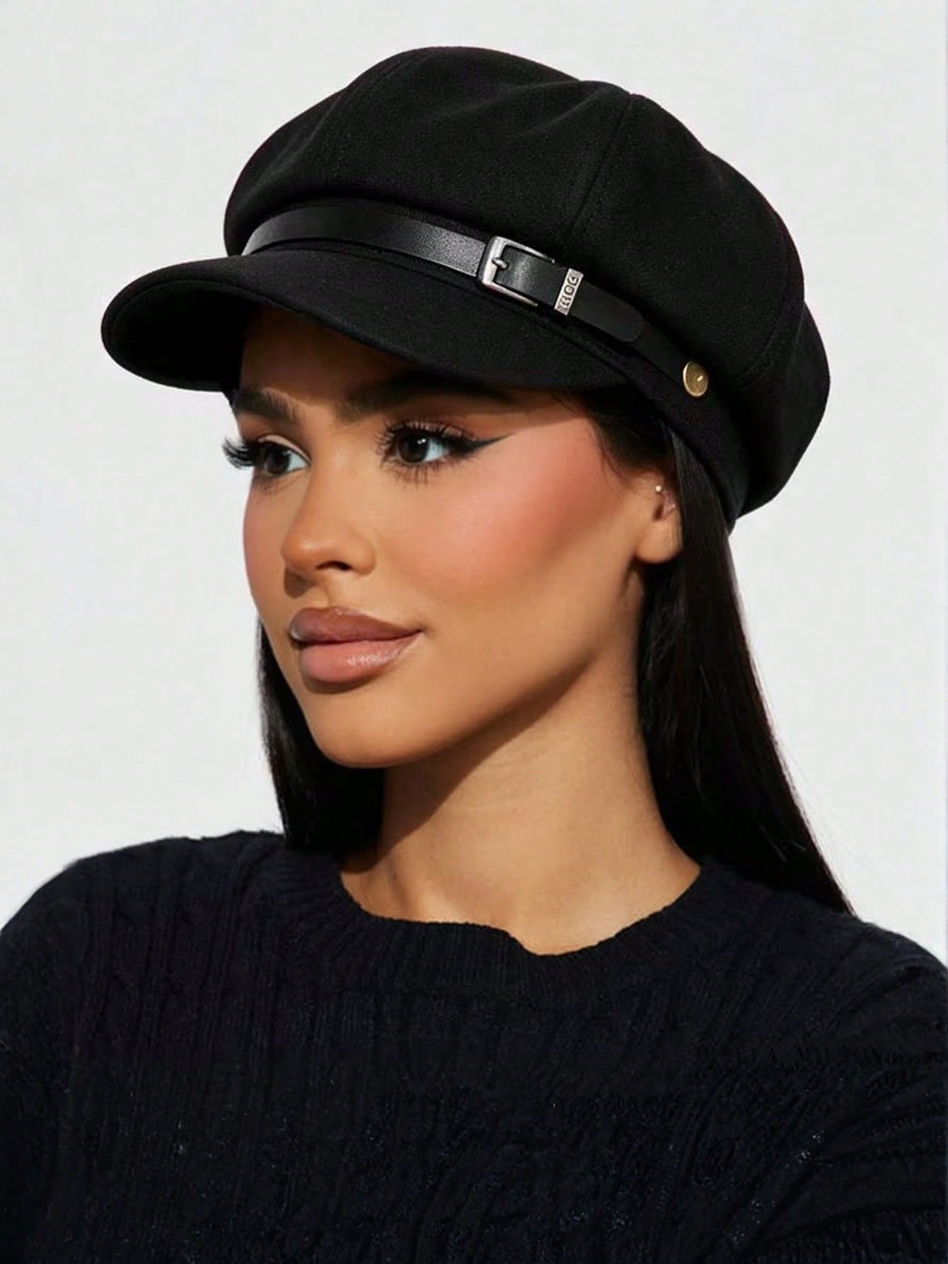Casquette de journaliste rétro à sangle à boucle, béret de chauffeur de taxi, chapeau vintage coupe-vent décontracté pour femmes, idéal pour l'automne et l'hiver, pour un usage quotidien en ville.