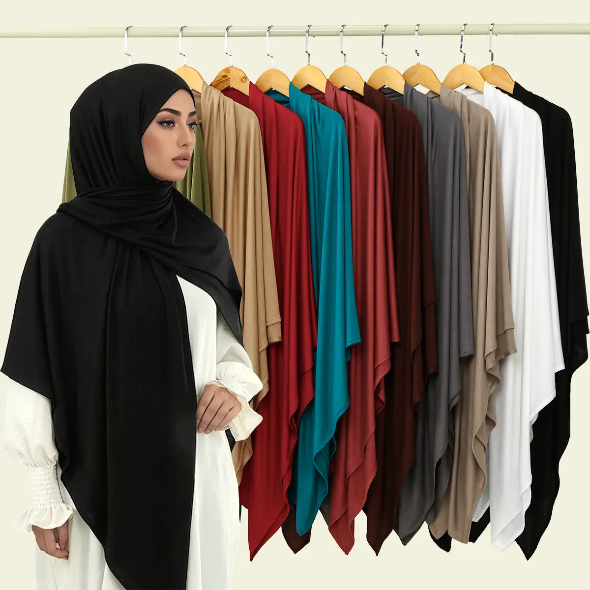 Foulard carré en coton musulman, Jersey Hijab, Long châle Modal, uni, doux, Turban, cravate, bandeau africain pour femmes, 145x145cm