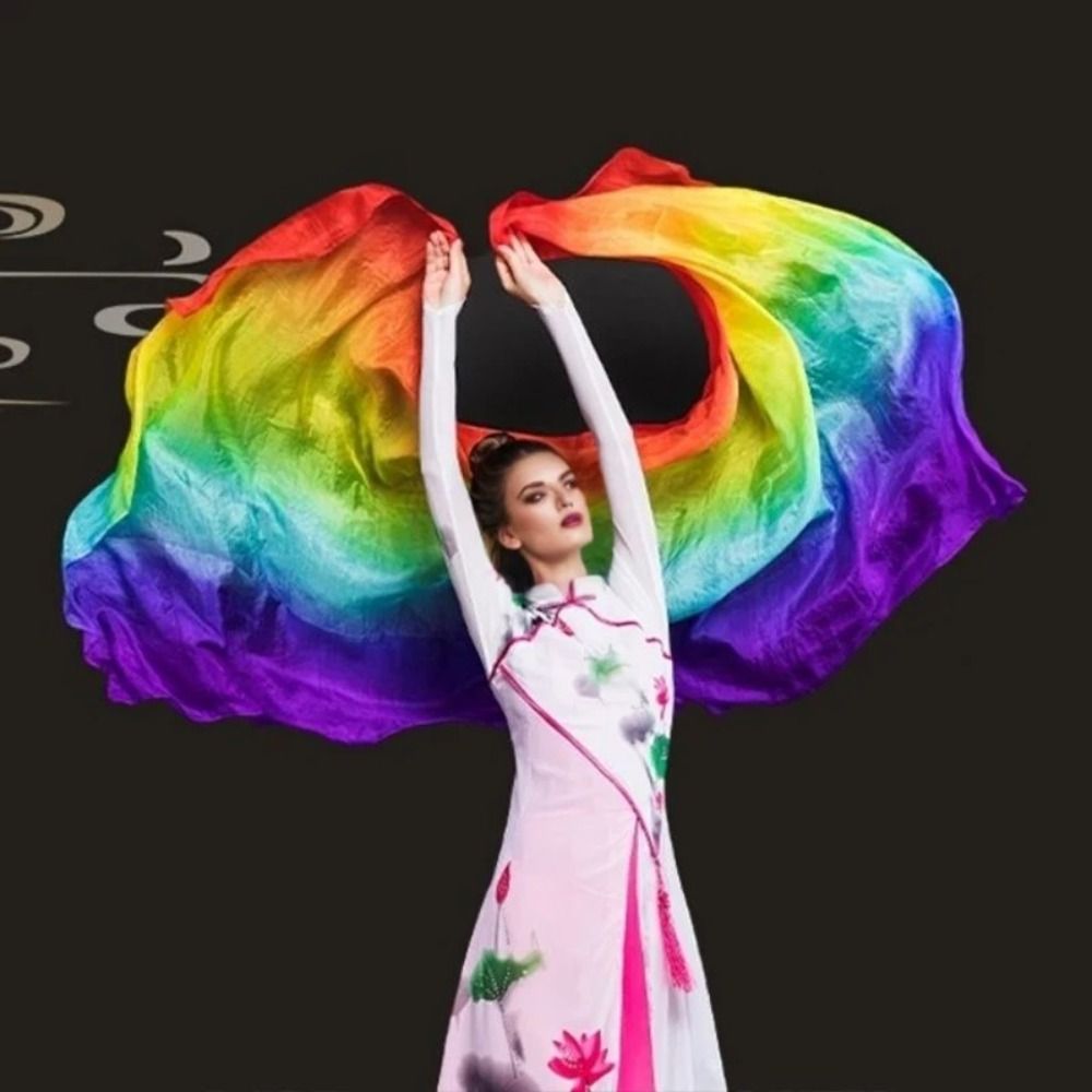 Accessoires de Costumes 100% soie voiles de danse du ventre dégradé de couleur 250cm x 120cm voile châles Texture légère châle de danse