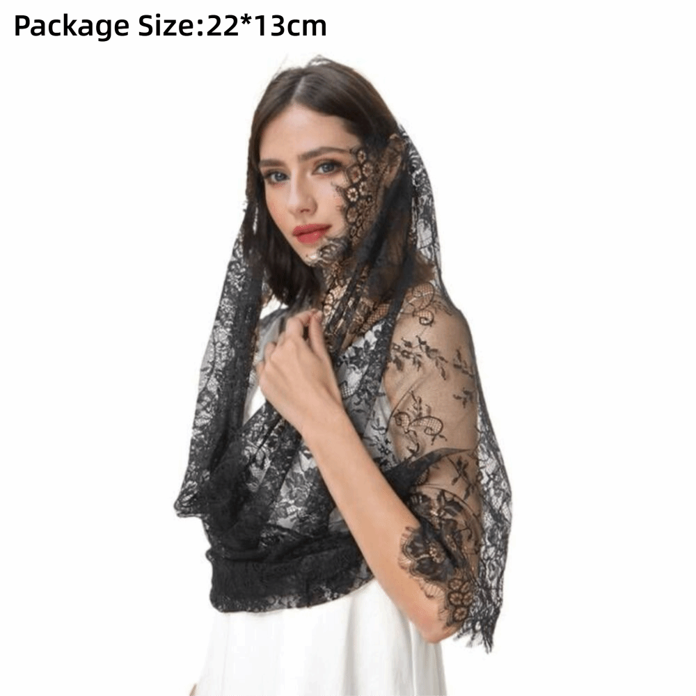 Voile de mariée polyvalent en dentelle florale élégante de style vintage pour femme, couvre-chef en tissu de dentelle sacrée, mode féminine