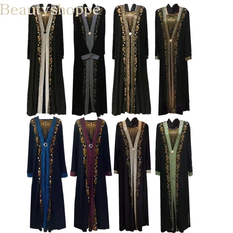 Abaya islamique caftan dubaï arabe musulman Hijab Robe Caftan Marocain Eid Robe Ramadan Elbise Robe Femme strass robes
