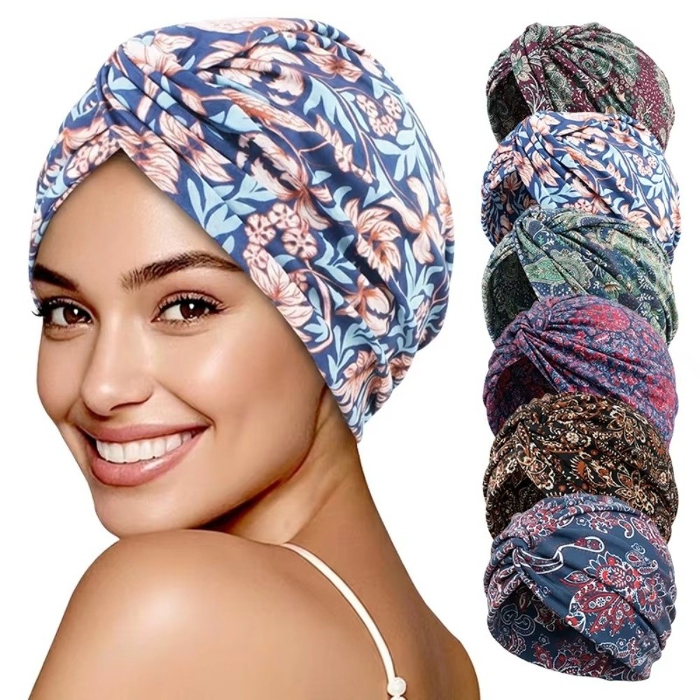 Chapeau Turban Femme Imprimé Floral Tendance, Élastique et Respirant, Foulard Hijab, Bonnet Islamique Africain pour Perte de Cheveux, Chimiothérapie, Bonnet Arabe Islamique