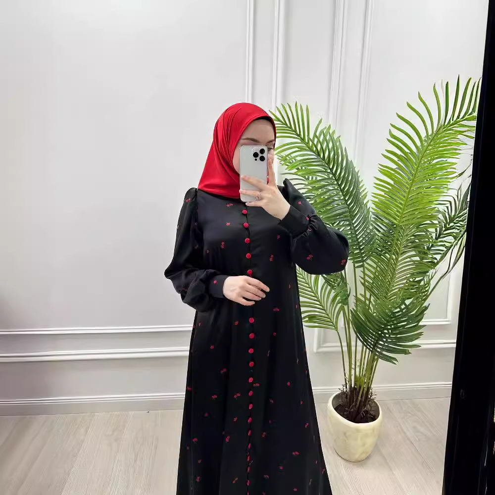 Abayas femmes imprimer robes ceintures simple boutonnage Jalabiya Ramadan marocain dubaï Eid caftan musulman Islam robes arabe longue Robe