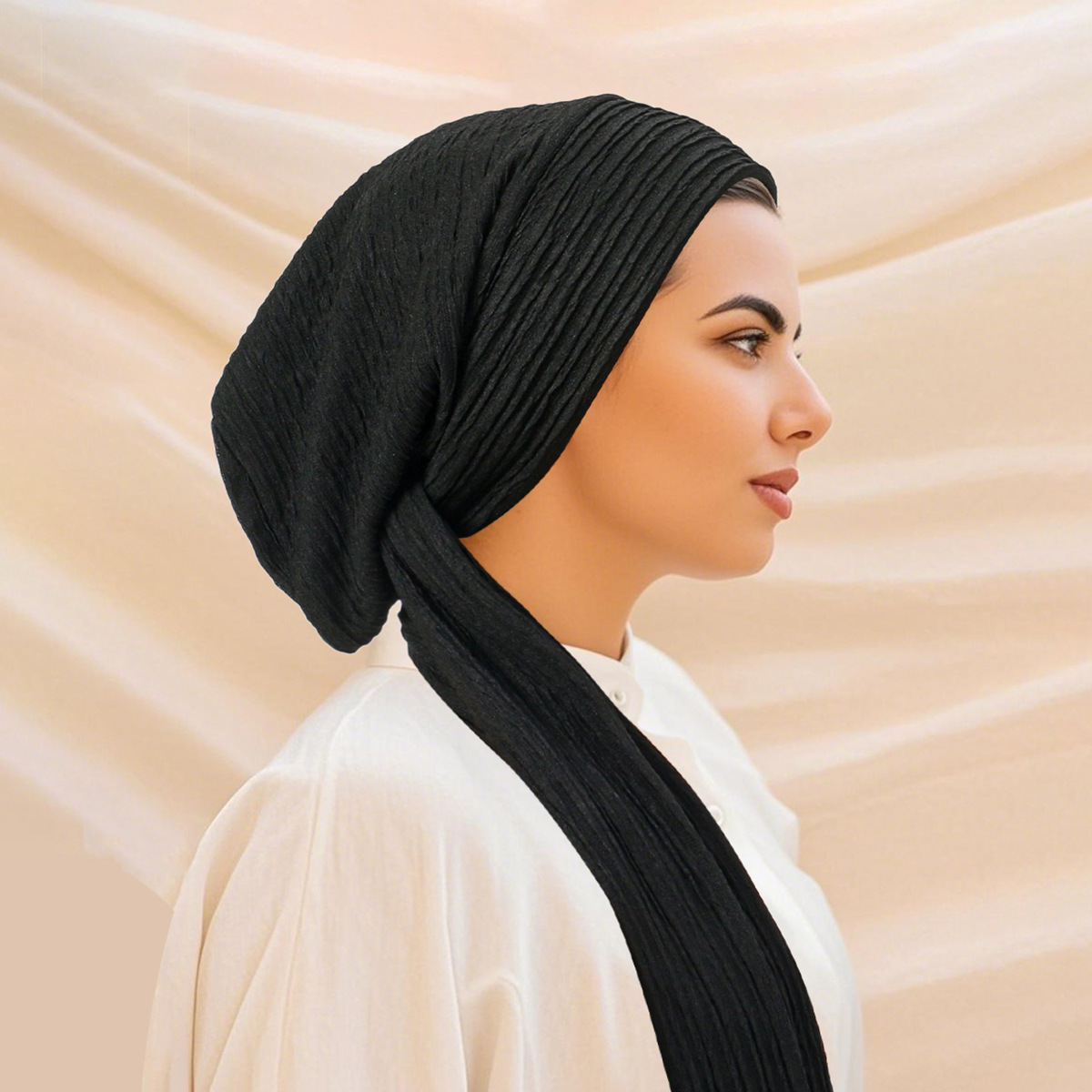 Nouveauté 2026 : Turbans Hijab Couleur Unie à Longue Queue, Bonnets Musulmans Élastiques Respirants, Bonnets Chimio pour Femmes et Filles
