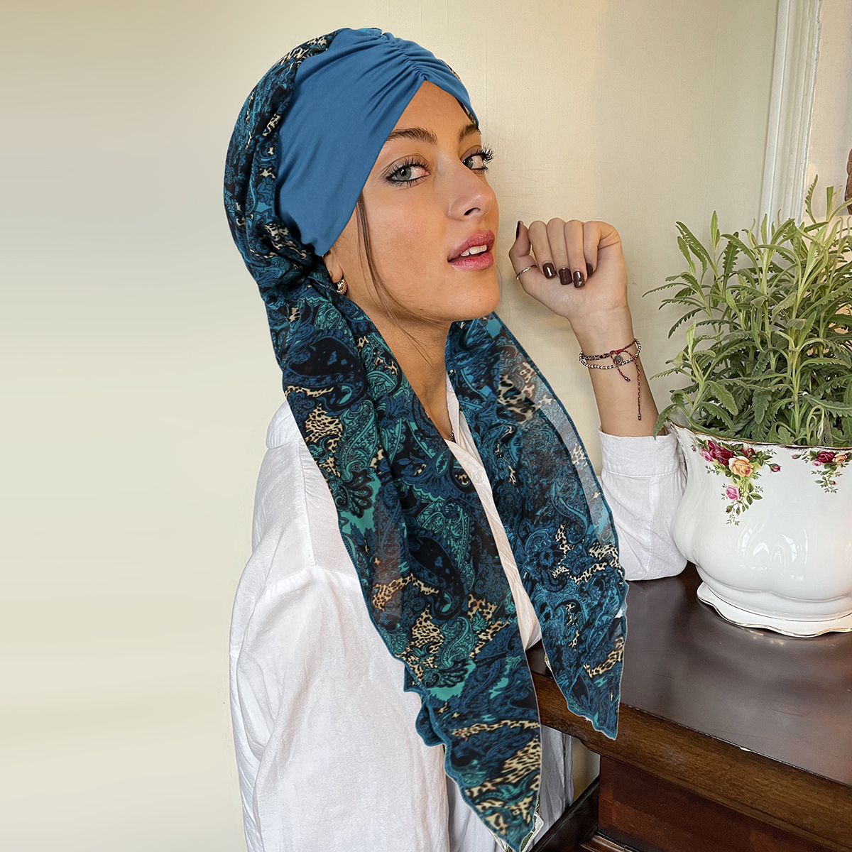 Nouveau femmes pré-attaché Turban casquette fleur imprimé musulman Hijab Cancer chimio chapeau couverture perte de cheveux tête écharpe enveloppement Strech Bandana