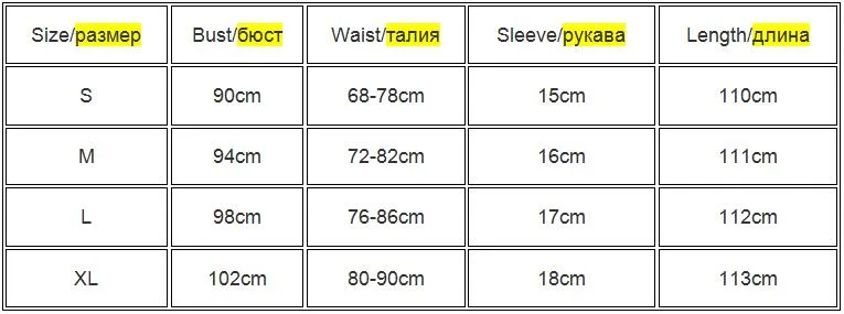 Guide des tailles du fabricant
