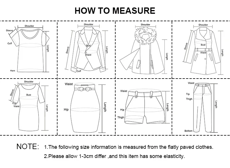 Guide des tailles du fabricant