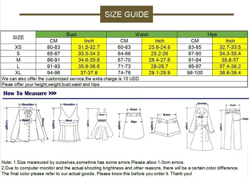 Guide des tailles du fabricant